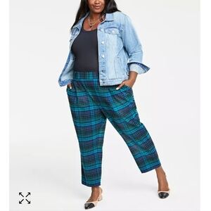 And Now This for Macy's Plus Size Plaid Pull on Ankle Pants
